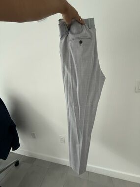 jf j.ferrar Light Gray Windowpane Dress Pants